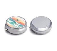 Round Pill Box Pill Box Exquisite Daily Pill Organizer Box with Mirror Portable Compact Medicine Holder for Vitamin, Cod Liver Oil, Supplement