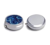 Round Pill Box Pill Box Exquisite Daily Pill Organizer Box with Mirror Portable Compact Medicine Holder for Vitamin, Cod Liver Oil, Supplement