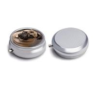 Round Pill Box Pill Box Exquisite Daily Pill Organizer Box with Mirror Portable Compact Medicine Holder for Vitamin, Cod Liver Oil, Supplement