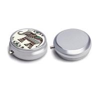 Round Pill Box Pill Box Exquisite Daily Pill Organizer Box with Mirror Portable Compact Medicine Holder for Vitamin, Cod Liver Oil, Supplement