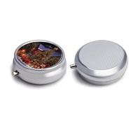 Round Pill Box Pill Box Exquisite Daily Pill Organizer Box with Mirror Portable Compact Medicine Holder for Vitamin, Cod Liver Oil, Supplement