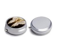 Round Pill Box Pill Box Exquisite Daily Pill Organizer Box with Mirror Portable Compact Medicine Holder for Vitamin, Cod Liver Oil, Supplement