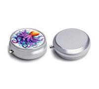 Round Pill Box Pill Box Exquisite Daily Pill Organizer Box with Mirror Portable Compact Medicine Holder for Vitamin, Cod Liver Oil, Supplement