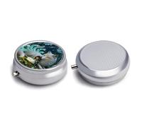 Round Pill Box Pill Box Exquisite Daily Pill Organizer Box with Mirror Portable Compact Medicine Holder for Vitamin, Cod Liver Oil, Supplement
