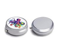 Round Pill Box Pill Box Exquisite Daily Pill Organizer Box with Mirror Portable Compact Medicine Holder for Vitamin, Cod Liver Oil, Supplement