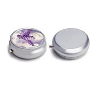 Round Pill Box Pill Box Exquisite Daily Pill Organizer Box with Mirror Portable Compact Medicine Holder for Vitamin, Cod Liver Oil, Supplement