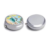 Round Pill Box Pill Box Exquisite Daily Pill Organizer Box with Mirror Portable Compact Medicine Holder for Vitamin, Cod Liver Oil, Supplement