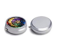 Round Pill Box Pill Box Exquisite Daily Pill Organizer Box with Mirror Portable Compact Medicine Holder for Vitamin, Cod Liver Oil, Supplement