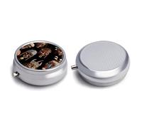 Round Pill Box Pill Box Exquisite Daily Pill Organizer Box with Mirror Portable Compact Medicine Holder for Vitamin, Cod Liver Oil, Supplement