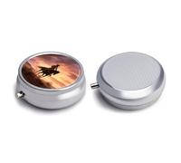 Round Pill Box Pill Box Exquisite Daily Pill Organizer Box with Mirror Portable Compact Medicine Holder for Vitamin, Cod Liver Oil, Supplement