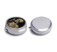Round Pill Box Pill Box Exquisite Daily Pill Organizer Box with Mirror Portable Compact Medicine Holder for Vitamin, Cod Liver Oil, Supplement