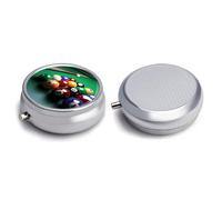 Round Pill Box Pill Box Exquisite Daily Pill Organizer Box with Mirror Portable Compact Medicine Holder for Vitamin, Cod Liver Oil, Supplement
