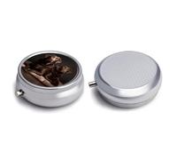 Round Pill Box Pill Box Exquisite Daily Pill Organizer Box with Mirror Portable Compact Medicine Holder for Vitamin, Cod Liver Oil, Supplement