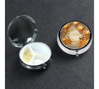 Round Pill Box Pill Case Weekly Pill Organizer with 3 Compartments Golden Lanterns and Flowers Pillbox Small Pill Container Portable Vitamin Holder Boxes for Supplements Medicine Organizer for Pill