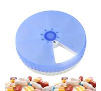 Round Pill Box, Portable 7 Compartments Waterproof Small Rotary Pill Box, Effectively Prevent Odor or Leakage, Easy to Store, for Pocket Purse, Outdoor Camping Travel