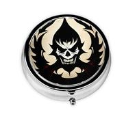 Round Pill Box, Printed Devil Satan with Patterns, Divided into Three compartments, Easy to Store and Carry