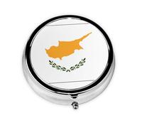 Round Pill Box, Printed Flag of Cyprus with Patterns, Divided into Three compartments, Easy to Store and Carry