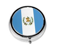Round Pill Box, Printed Flag of Guatemala with Patterns, Divided into Three compartments, Easy to Store and Carry