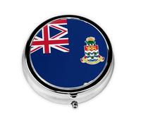 Round Pill Box, Printed Flag of The Cayman Islands with Patterns, Divided into Three compartments, Easy to Store and Carry