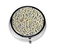Round Pill Box, Printed Labyrinth Treasure Map with Patterns, Divided into Three compartments, Easy to Store and Carry
