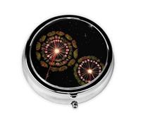Round Pill Box, Printed Starry Dandelion with Patterns, Divided into Three compartments, Easy to Store and Carry