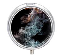Round Pill Box Psychedelic Smoke Pill Case 3 Compartment Medicine Pill Organizer for Purse & Pocket Portable Travel Pillbox Medicine Vitamin Cod Liver Oil Storage Box Organizer