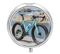 Round Pill Box Road Bicycle Pill Case 3 Compartment Medicine Pill Organizer for Purse & Pocket Portable Travel Pillbox Medicine Vitamin Cod Liver Oil Storage Box Organizer