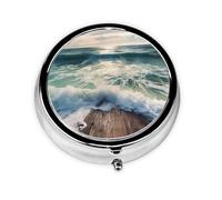 Round Pill Box Sea on The Boards Pill Case for Purse & Pocket 3 Compartment Pill Organizer Portable Travel Pillbox Medicine Pill Holder Container for Daily Vitamin Cod Liver Oil Storage
