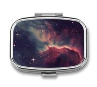 Round Pill Box Star Field in Deep Space Pill Case for Purse & Pocket 2 Compartment Medicine Pill Organizer Portable Travel Pillbox Medicine Vitamin Cod Liver Oil Storage Box
