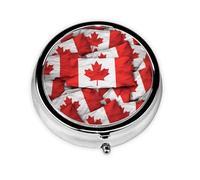 Round Pill Box with 3 Compartment Medicine Case, Portable Travel Pill Case for Pocket or Purse, Canadian Flag