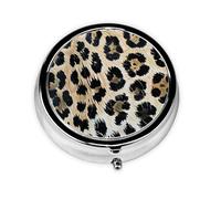 Round Pill Box with 3 Compartment Medicine Case, Portable Travel Pill Case for Pocket or Purse, Rough Leopard Print