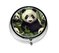 Round Pill Case for Purse or Pocket 2 Compartment Medicine Pill Box Portable Small Pill Organizer Cute Panda Pillbox Travel Medicine Vitamin Cod Liver Oil Storage Box
