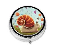 Round Pill Case for Purse or Pocket 2 Compartment Medicine Pill Box Portable Small Pill Organizer Cute Snail Pillbox Travel Medicine Vitamin Cod Liver Oil Storage Box