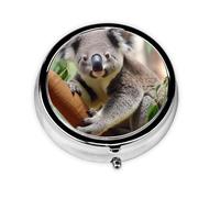 Round Pill Case for Purse or Pocket 2 Compartment Medicine Pill Box Portable Small Pill Organizer Cute Koala Pillbox Travel Medicine Vitamin Cod Liver Oil Storage Box