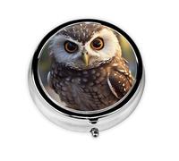 Round Pill Case for Purse or Pocket 2 Compartment Medicine Pill Box Portable Small Pill Organizer Cute Owl Pillbox Travel Medicine Vitamin Cod Liver Oil Storage Box