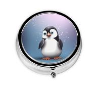 Round Pill Case for Purse or Pocket 2 Compartment Medicine Pill Box Portable Small Pill Organizer I Love Penguins Pillbox Travel Medicine Vitamin Cod Liver Oil Storage Box