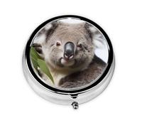 Round Pill Case for Purse or Pocket 2 Compartment Medicine Pill Box Portable Small Pill Organizer Koala Bear Pillbox Travel Medicine Vitamin Cod Liver Oil Storage Box