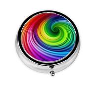 Round Pill Case for Purse or Pocket 2 Compartment Medicine Pill Box Portable Small Pill Organizer Rainbow Spiral Pillbox Travel Medicine Vitamin Cod Liver Oil Storage Box