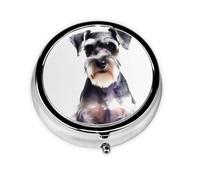 Round Pill Case for Purse or Pocket 2 Compartment Medicine Pill Box Portable Small Pill Organizer Well-Behaved Schnauzer Pillbox Travel Medicine Vitamin Cod Liver Oil Storage Box