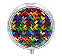 Round Pill Case Small Pill Box with Mirror Pocket 3 Compartment Gay Pride Rainbow Medicine Case Organizer Pills Containers for Traveling Purse & Pocket