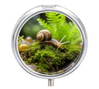 Round Pill Case Small Pill Box with Mirror Pocket 3 Compartment Snail Crawling Medicine Case Organizer Pills Containers for Traveling Purse & Pocket