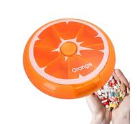 Round Pill Dispenser Box - 7 Day Organizer, Portable Travel Case, Pop Out Compartments, Clear Lid, Colour Coded | Weekly Medication Storage Container for Morning Night, Waterproof Close