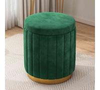 Round Pink Storage Ottoman Stool with Gold Plated Base Upholstered Footrest for Shoe Changing Ideal for Living Room Bedroom Study Entryway