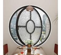 Round Pivot Casement Window - Rotating Transparent Glass with Handle for Bathroom, Living Room, Kitchen Home Decoration - Black A, 100cm/39.4in, Modern Design
