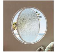 Round Pivot Casement Window with Lock Handle, Frosted Glass for Privacy, Ideal for Bathroom Kitchen Living Room