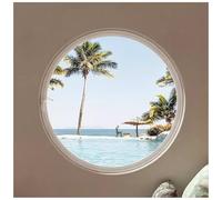 Round Pivot Casement Window with Lock Handle, Frosted Glass for Privacy, Ideal for Bathroom Kitchen Living Room
