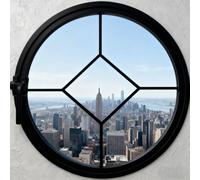 Round Pivot Window,Tempered Glass Rotating Casement Windows,Porthole Window with Handle,Sliding Windows for Bathroom,Living Room,Bedroom,Kitchen Home Decoration(Black1,60cm/23.6in)