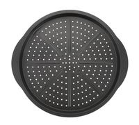 Round Pizza Baking Pan with Integrated Side Grip Handles | Raised Rolled Border, Radial Raised Ribs on the Base, Integrated Side Grips for Clear Holding Points During Oven