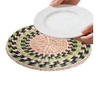 Round Placemat, 20 cm, Woven Seagrass Coaster, Rustic Country House Style, Natural Plate Coasters, for Decorating the Dining Table in Your Own for Kitchen, Party, Wedding and