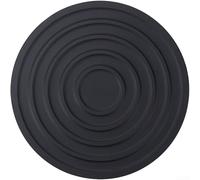 Round Placemat Made from Heat Resistant Silicone with Non Slip Characteristics and Concentric Ring Pattern for Tableware Security (Black)